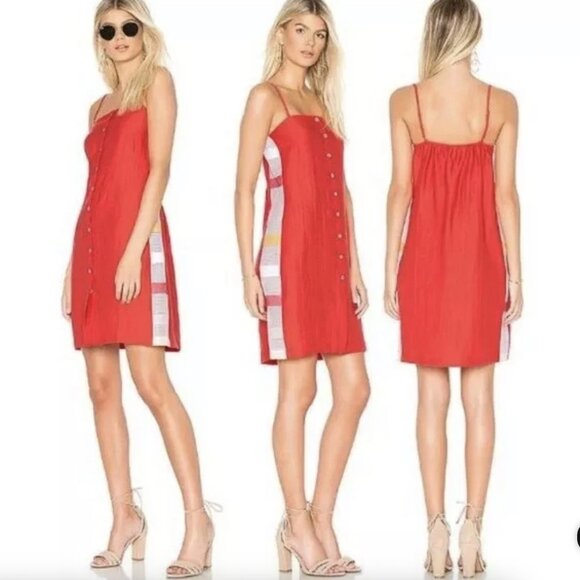 Flagpole Women's Linen Blend Mini Dress Strawberry Red Multicolor Size XS - Picture 1 of 9
